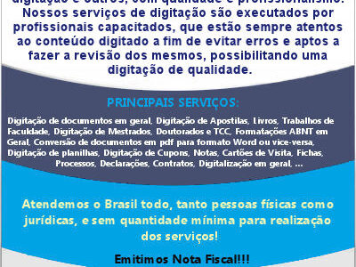 Digitação e Serviços em Geral para Escritores que desejam publicar seus livros